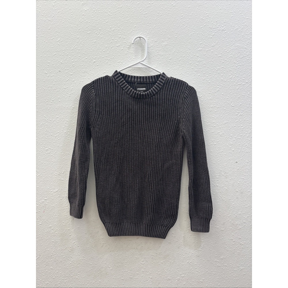 NWT Boy's Medium Tilly's / RSQ Black Washed Crewneck Sweater Knit